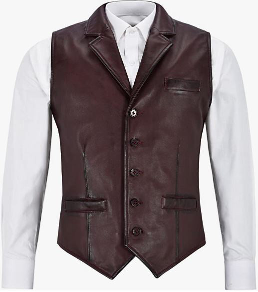 Men's Real Leather Waistcoat/Vest/Gilet 1349