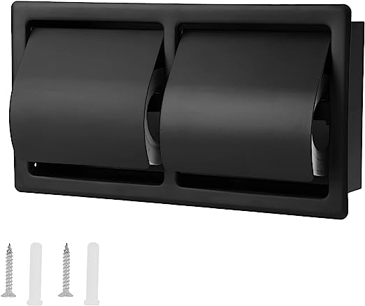 Dual Roll Toilet Paper Holder, Shelf Rust-Proof Stainless Steel Facial Tissue Dispenser Wall Mounted, SIlver