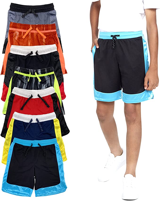 Boys 7 Pack Active Performance Mesh Style Basketball Sport Shorts