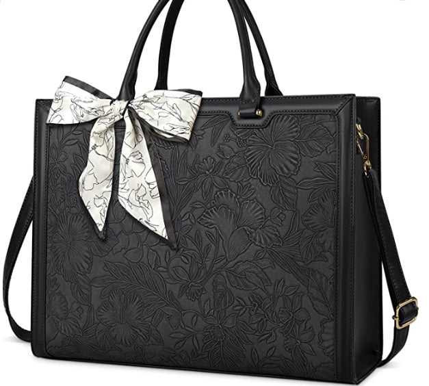 Laptop Bag for Women 15.6 Inch Laptop Bag Waterproof Leather Computer Shoulder Bag Large Capacity Work Bag Professional Work Lightweight Travel Handbag