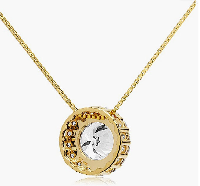 Solid Gold Pendant Necklace  | 1.0 CT center, 1.24 CTW | 16 Inch or 18 Inch Box Link Chain | With Gift Box