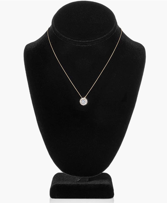Solid Gold Pendant Necklace  | 1.0 CT center, 1.24 CTW | 16 Inch or 18 Inch Box Link Chain | With Gift Box