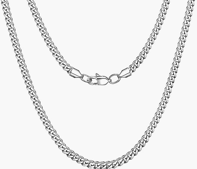 Silver Chain | Gold Chain for Men, 3.5MM/5MM Necklace for Men Diamond Cut Cuban Link Chain for Men Women Jewelry Gift for Women Men Boy Girls Super Sturdy Shiny Chain 18,20,22,24,26 Inch