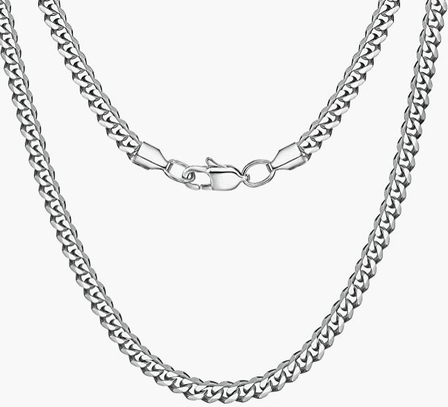 Silver Chain | Gold Chain for Men, 3.5MM/5MM Necklace for Men Diamond Cut Cuban Link Chain for Men Women Jewelry Gift for Women Men Boy Girls Super Sturdy Shiny Chain 18,20,22,24,26 Inch