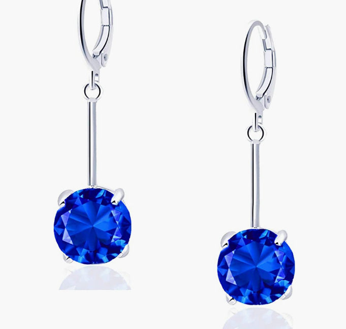 Gemstone Drop Dangle Earrings | Stylish 18k Platinum /Gold Plated Leverback Crystal Cubic Zirconia Hanging Earrings