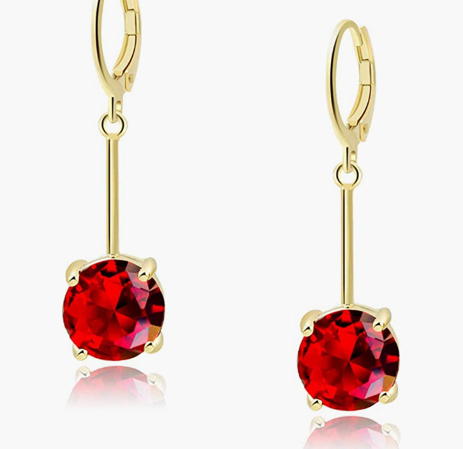 Gemstone Drop Dangle Earrings | Stylish 18k Platinum /Gold Plated Leverback Crystal Cubic Zirconia Hanging Earrings