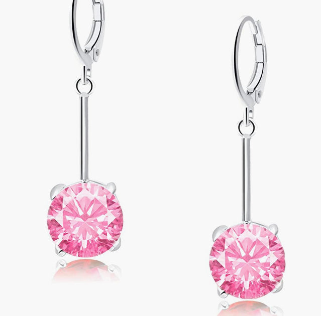 Gemstone Drop Dangle Earrings | Stylish 18k Platinum /Gold Plated Leverback Crystal Cubic Zirconia Hanging Earrings