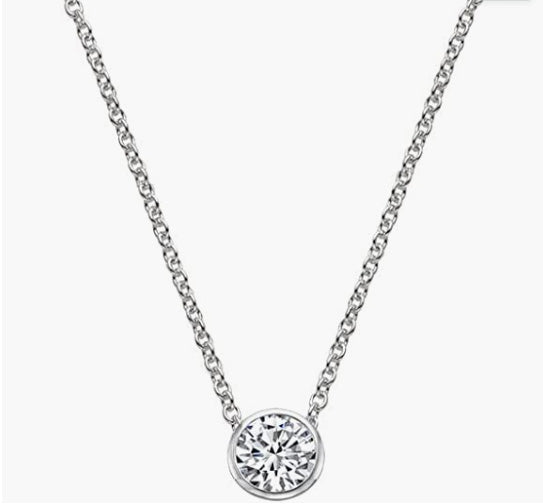 14K Gold Plated 1.00 ct (D Color, VVS Clarity) CZ Simulated Diamond Sterling Silver Necklace for Women