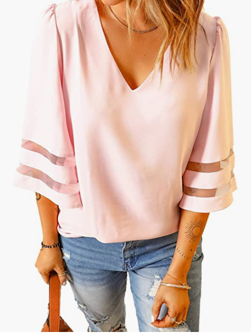 Cold Shoulder Tie Knot Striped Shirts Blouses