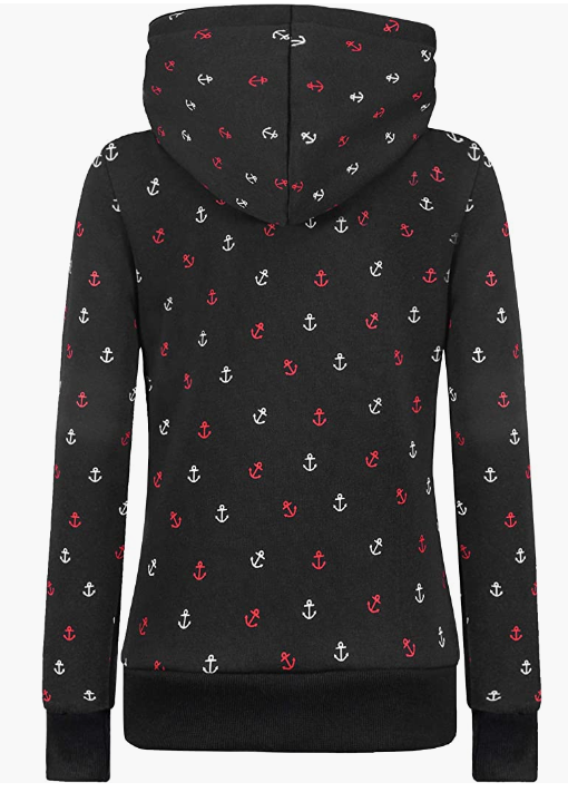 Women’s Hoodies Zip Up Long Sleeve Regular Fit Floral Hooded Sweatshirt Casual Coat