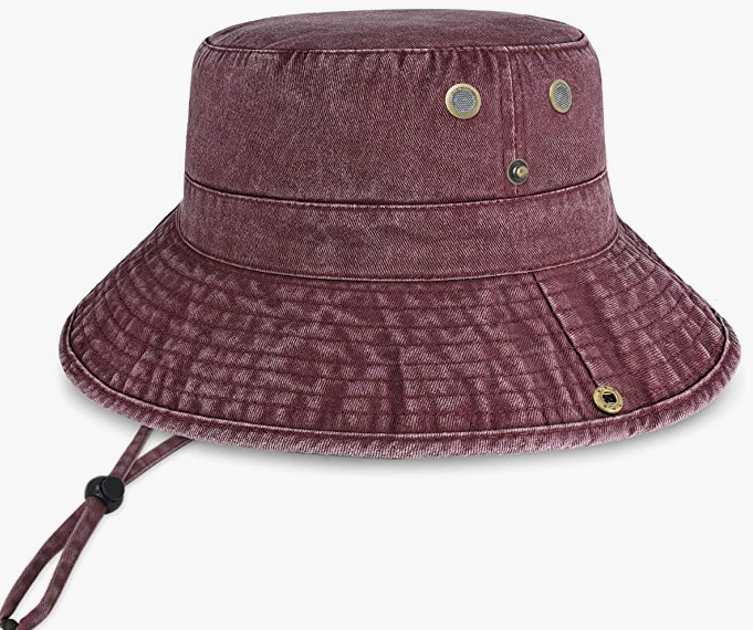 Classic Cotton Wide Brim Bucket Hat with Adjustable String Trendy Unisex Sun Hat Lightweight