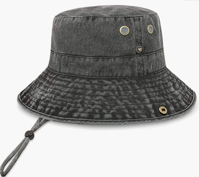 Classic Cotton Wide Brim Bucket Hat with Adjustable String Trendy Unisex Sun Hat Lightweight