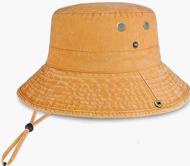 Classic Cotton Wide Brim Bucket Hat with Adjustable String Trendy Unisex Sun Hat Lightweight