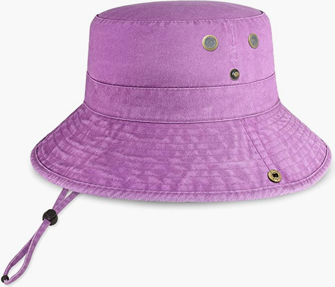 Classic Cotton Wide Brim Bucket Hat with Adjustable String Trendy Unisex Sun Hat Lightweight
