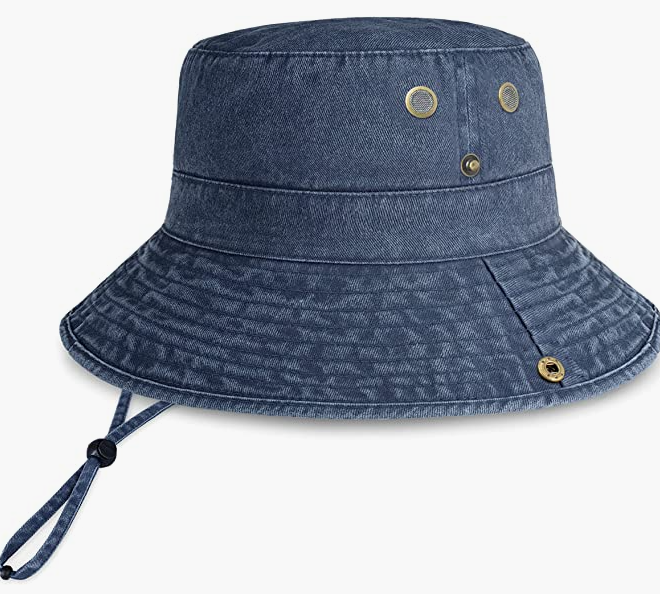 Classic Cotton Wide Brim Bucket Hat with Adjustable String Trendy Unisex Sun Hat Lightweight