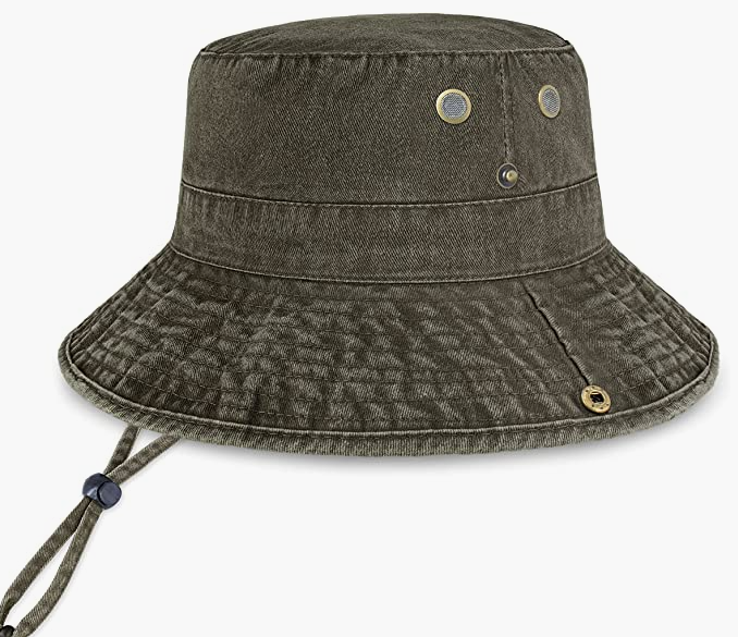 Classic Cotton Wide Brim Bucket Hat with Adjustable String Trendy Unisex Sun Hat Lightweight