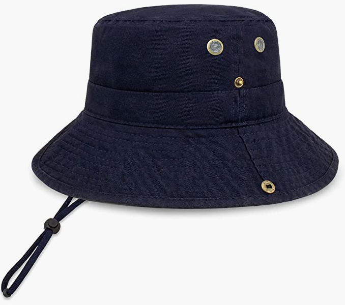 Classic Cotton Wide Brim Bucket Hat with Adjustable String Trendy Unisex Sun Hat Lightweight