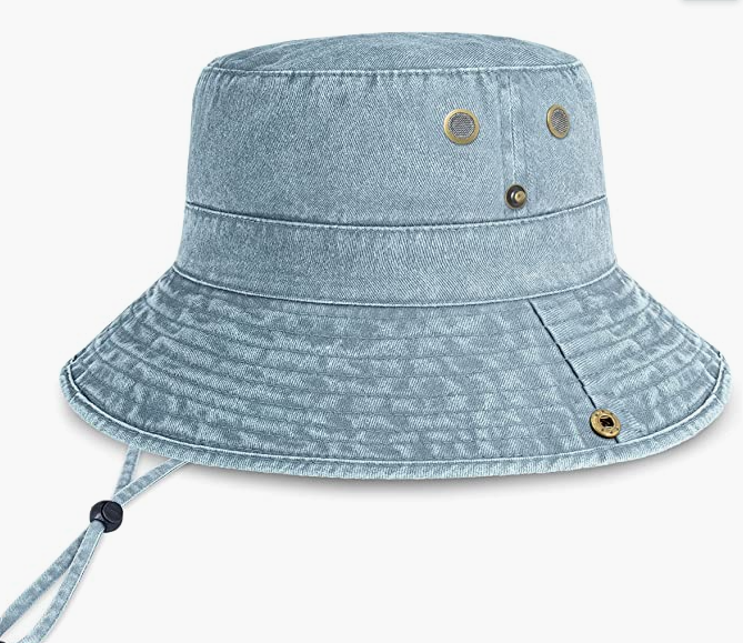 Classic Cotton Wide Brim Bucket Hat With Adjustable String Trendy Unisex Sun Hat Lightweight