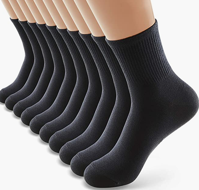 10 Pairs Cotton Solid Quarter Crew Socks