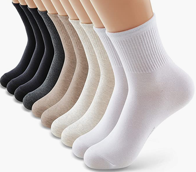 10 Pairs Cotton Solid Quarter Crew Socks