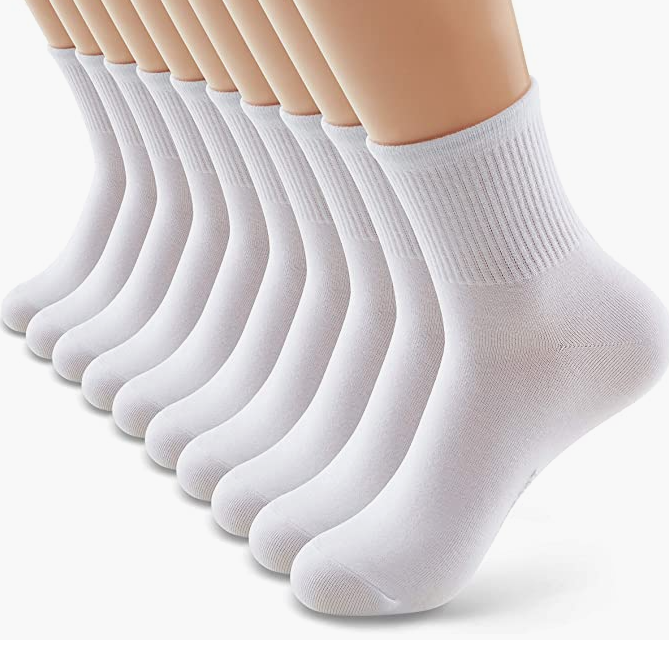 10 Pairs Cotton Solid Quarter Crew Socks