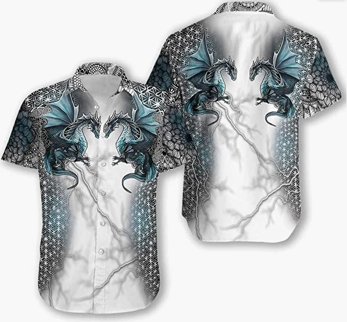 Button Down Shirts Short Sleeve Shirt Dragon Tattoo Hawaii Shirt