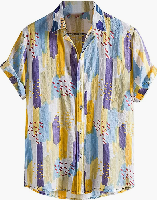 Mens Hawaiian Shirts Casual Short Sleeve Button Down