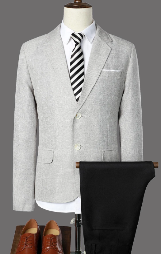 Men Button Front Blazer & Tailored Pants Without Shirt & Tie
