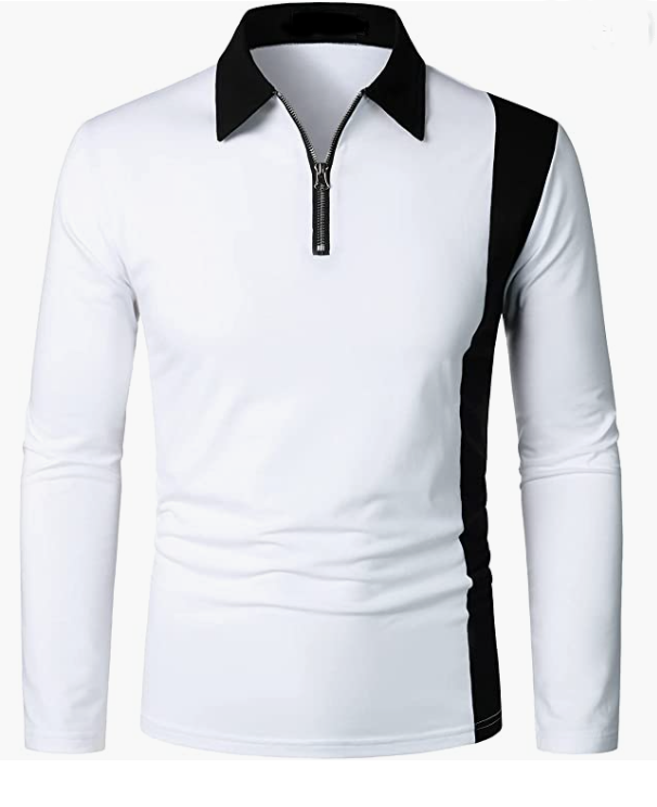 Men’s Casual Long Sleeve Fashion Zip-up Golf Shirts