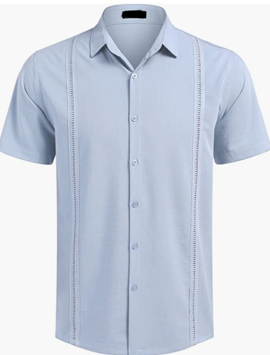 Casual Summer Beach Button Down Shirts Mens Short Sleeve