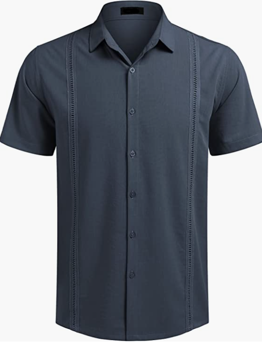 Casual Summer Beach Button Down Shirts Mens Short Sleeve