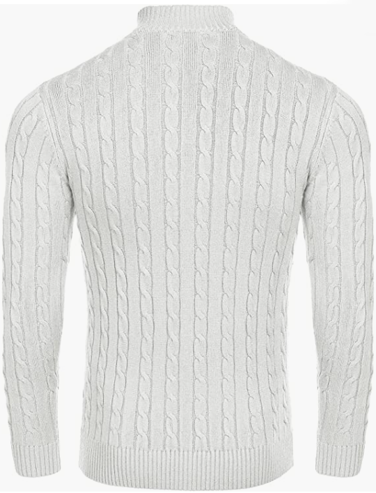 Men's Zip Sweater Slim Fit Casual Knitted Pullover Neck Sweater