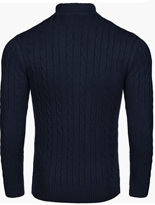 Men's Zip Sweater Slim Fit Casual Knitted Pullover Neck Sweater