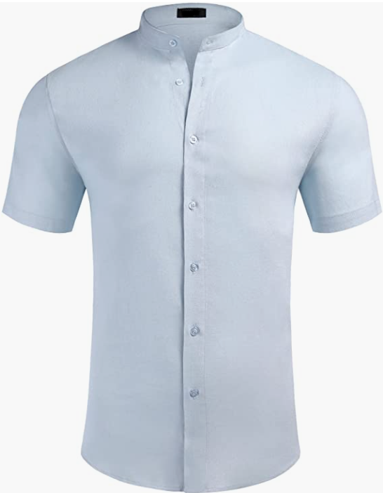 Men Short Sleeve Shirt Casual Button Down