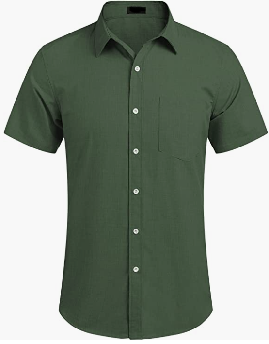 Men's Business Dress Shirt Casual Linen Shirt Short Sleeve SHIRT