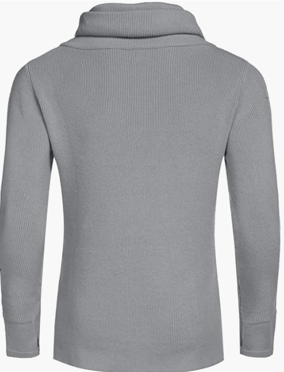 Men's Knitted Cotton Pullover Hoodie Long Sleeve Turtleneck Sweater