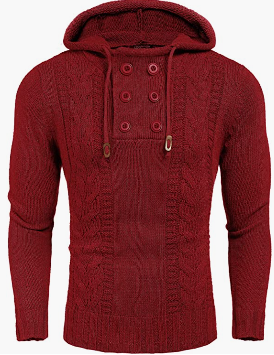 Men's Knitted Hoodies Pullover Casual Long Sleeve Turtleneck Sweaters