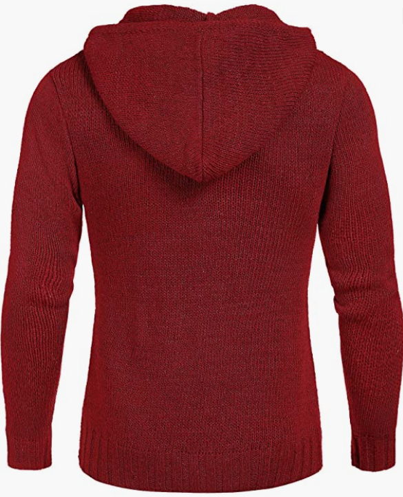 Men's Knitted Hoodies Pullover Casual Long Sleeve Turtleneck Sweaters
