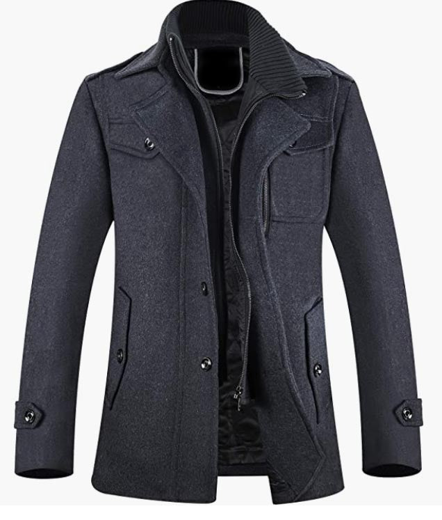 Men's Winter Slim Fit Wool Coat Single Trench Coats