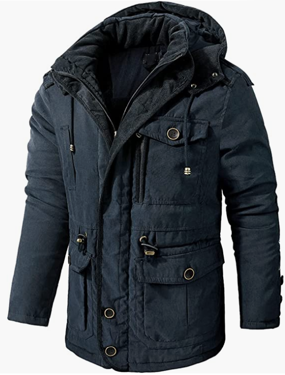 Men's Multi Pocket Hooded Jacket Windproof Windbreaker Coat