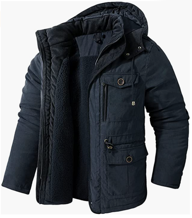 Men's Multi Pocket Hooded Jacket Windproof Windbreaker Coat