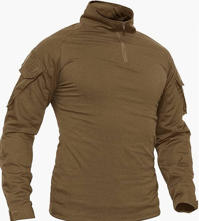 Men's Military Shirts Slim Fit Pullover Long Sleeve