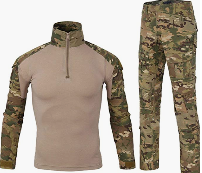 Men's Combat Uniform Long Sleeve Tracksuit Tactical Pants and Shirt Camo