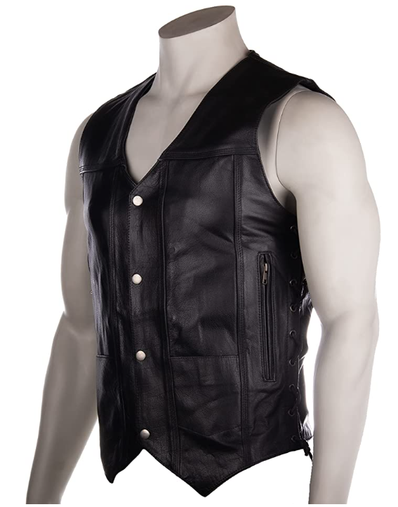 Men's Motorcycle 10 Pocket Leather Vest