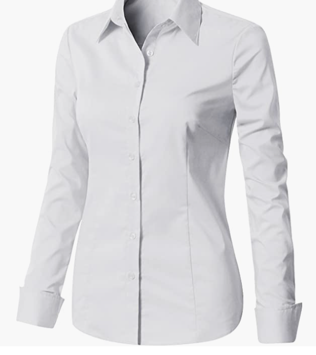 Womens Slim-Fit Long Sleeve Stretchy Button Down Office SHIRT