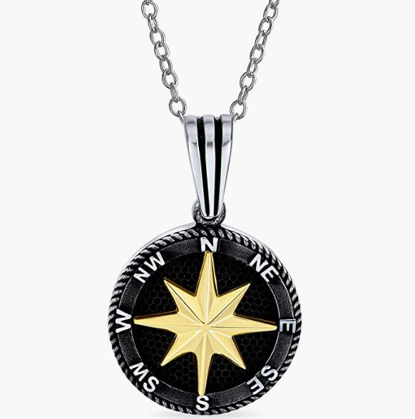 Inspirational North Star Rose Compass Pendant Necklace For Men For Women