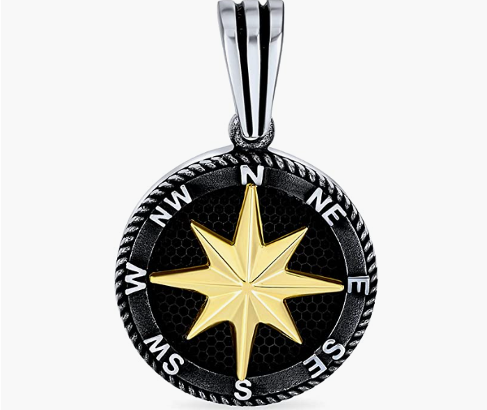 Inspirational North Star Rose Compass Pendant Necklace For Men For Women
