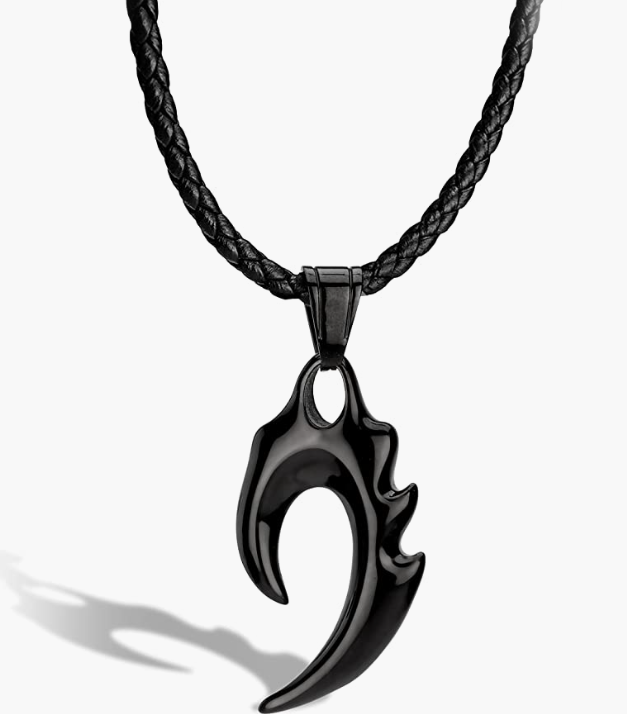Men's Leather Necklace [Flame] with Pendant