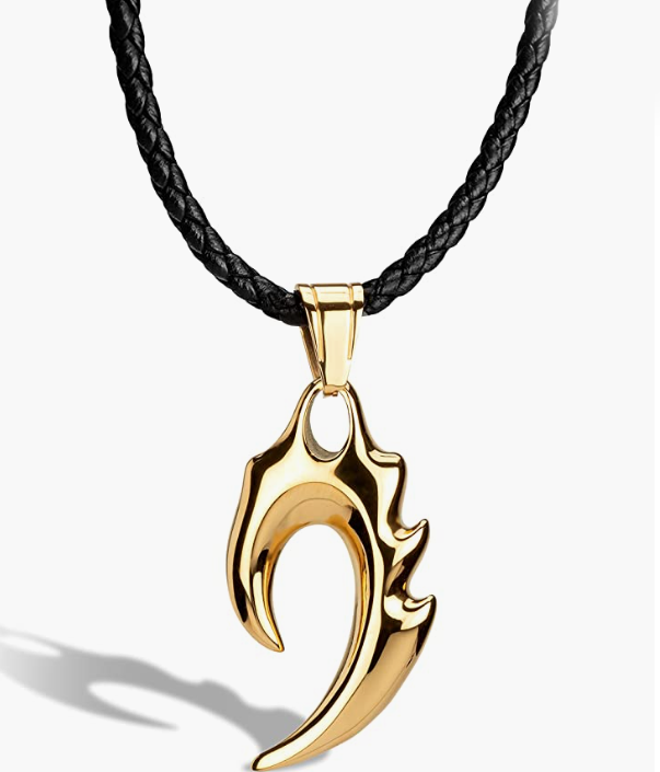 Men's Leather Necklace [Flame] with Pendant