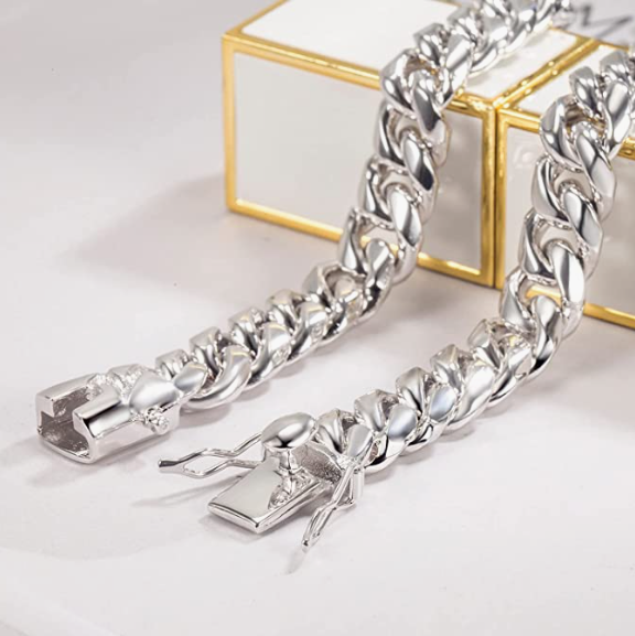 Men's 925 Sterling Silver Necklace Classic 10MM Cuban Chain